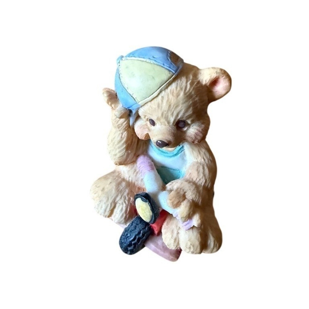 Cherished Teddies Mini Teddy Bear on Red‎ Tricycle Figurine Multicolor enesco